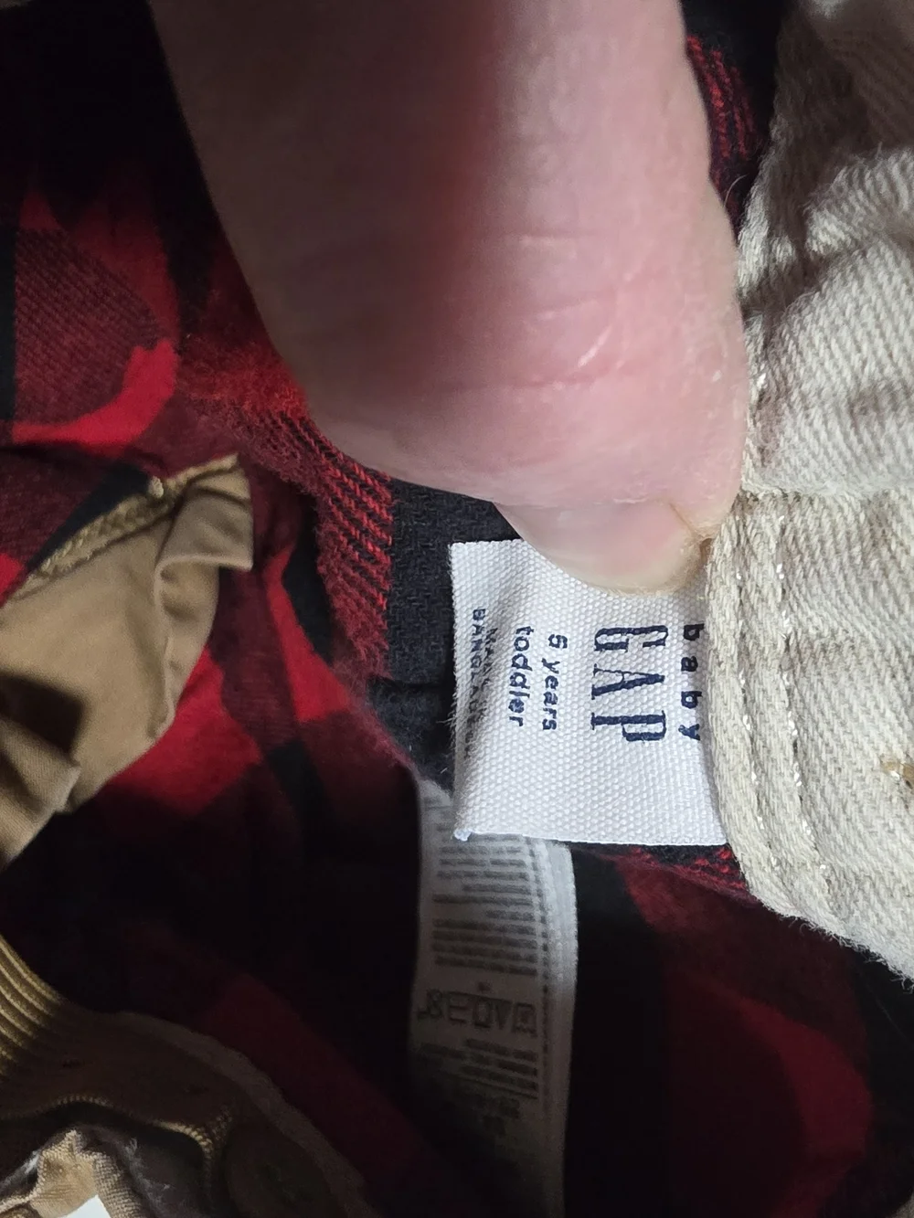 Baby Gap Kids Tan Fleece-Lined Pull-On Chino Pants Buffalo Plaid Size 5 Years